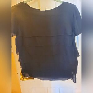 Elegant Black Silk Layered Top - Glam!